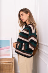 Khloe striped cardi green