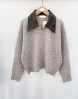 Khloe leather collar cardi