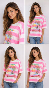 Jessie striped tee pink