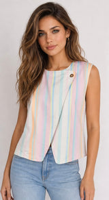 Jessie striped waistcoat pastal