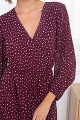 Latino dress burgandy spots