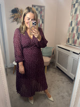 Latino dress burgandy spots