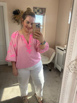 Jessie pink floral blouse