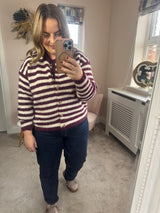 Khloe burgandy striped cardi