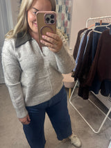 Khloe leather collar cardi