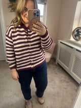Khloe burgandy striped cardi
