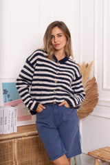 Khloe striped cardi navy