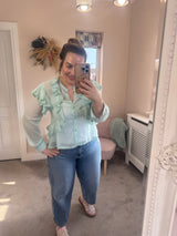 Maisie mint ruffle blouse