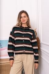 Khloe striped cardi green