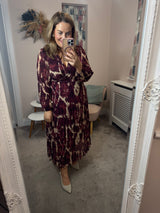 Latino dress burgandy mix