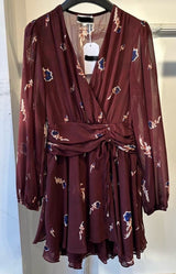 Rennie burgandy floral dress