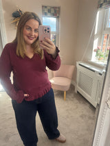 Clare Vneck burgandy