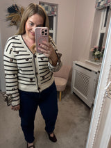 Carly cream stripe cardi