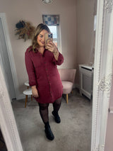 Khloe burgandy denim dress