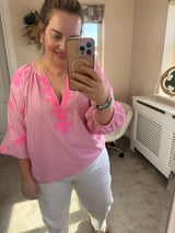 Jessie pink floral blouse