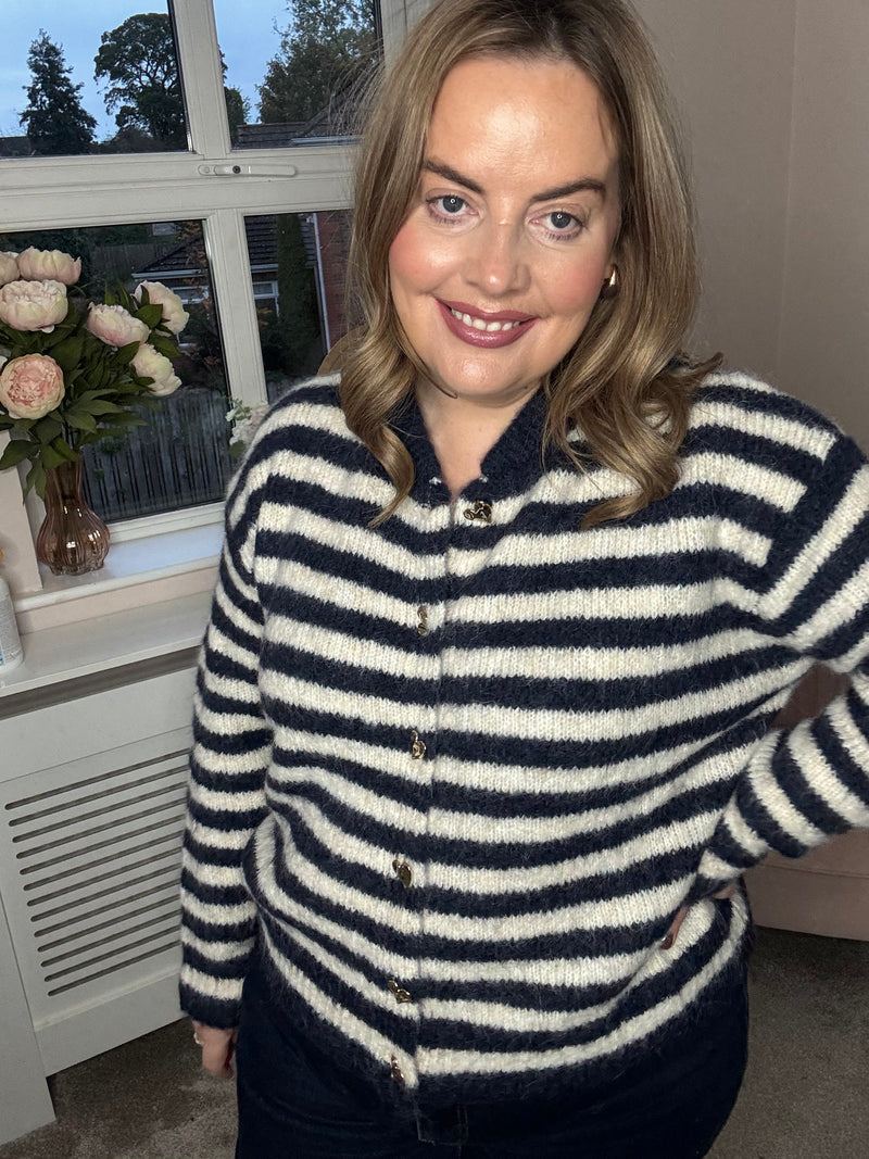 Khloe striped cardi navy