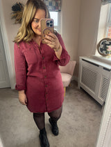 Khloe burgandy denim dress
