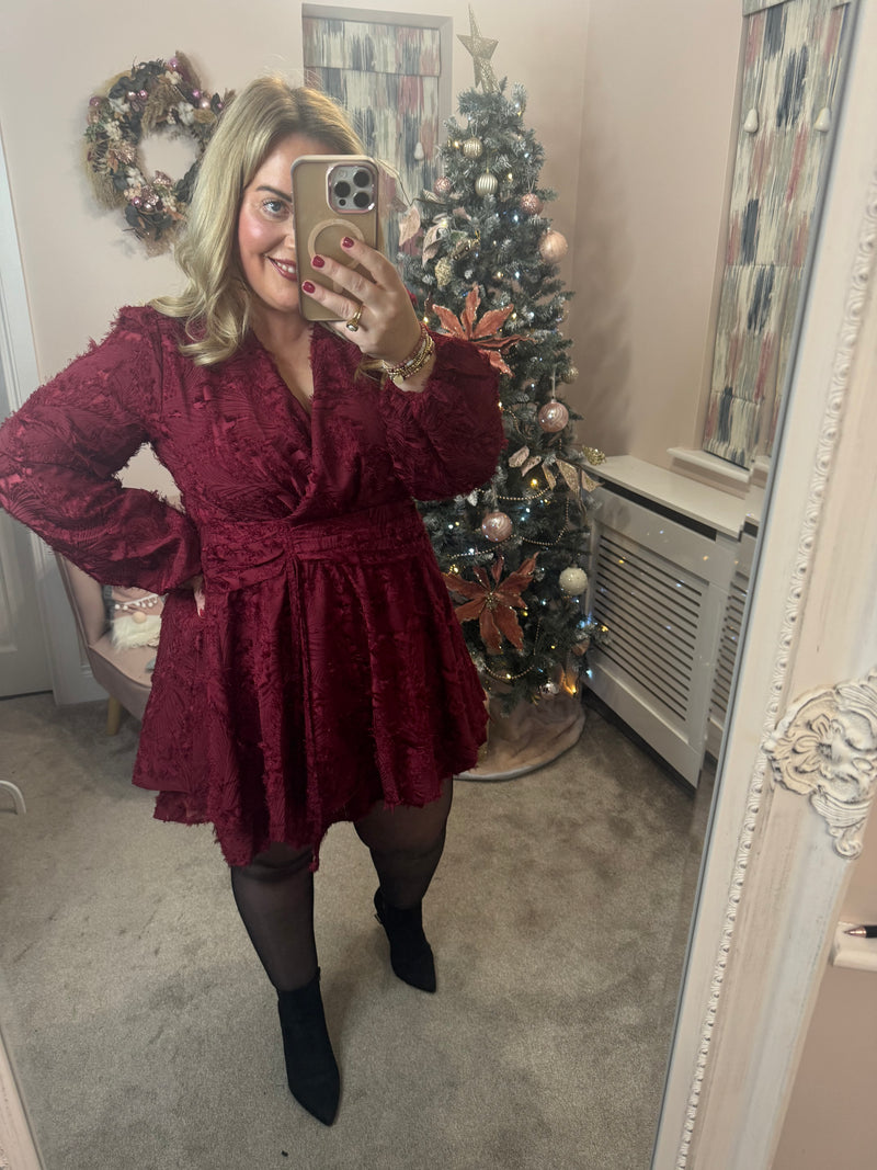 Rennie burgandy dress