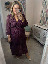 Latino dress burgandy spots