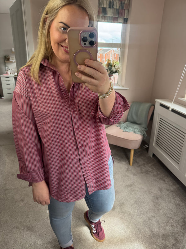 Jessie burgandy shirt