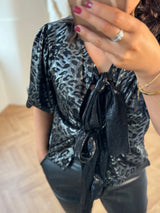 Kyla metallic leopard blouse