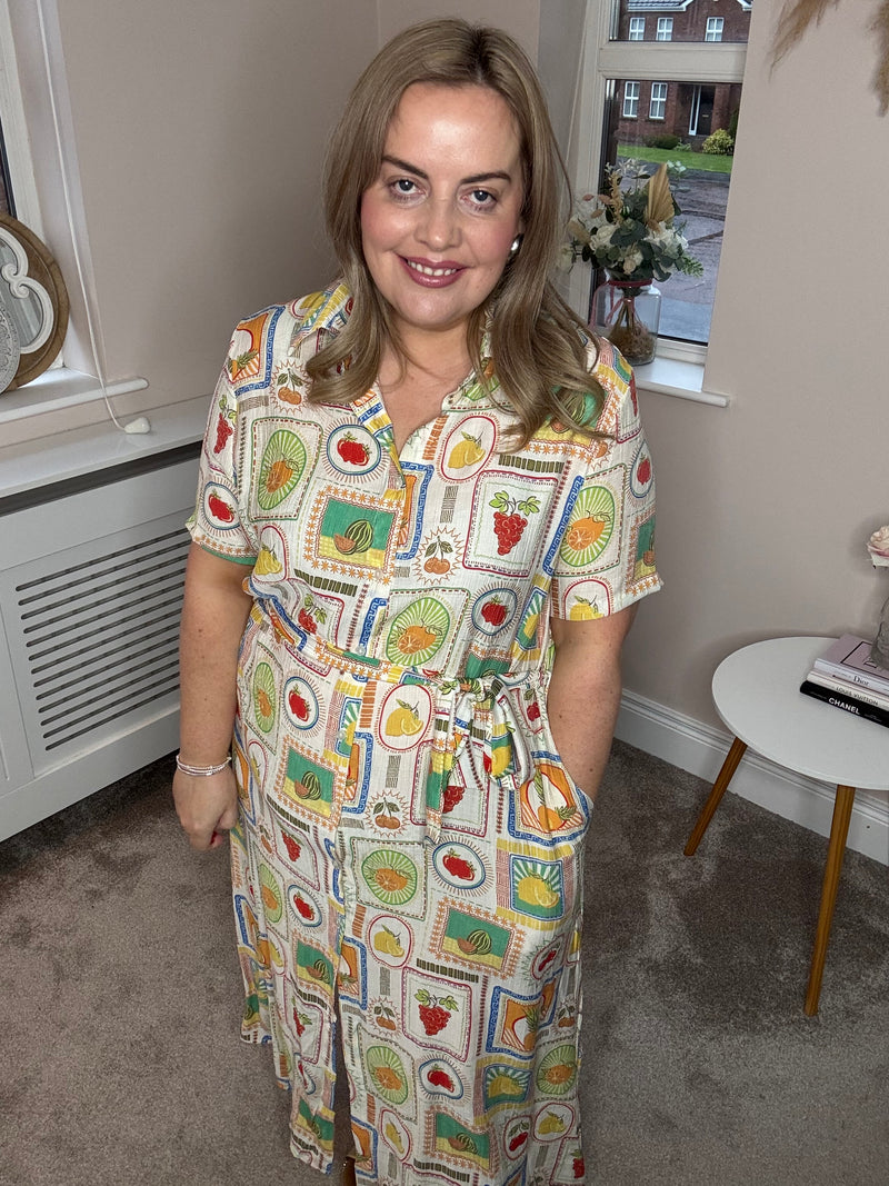 Jessie fruit print shirt dress