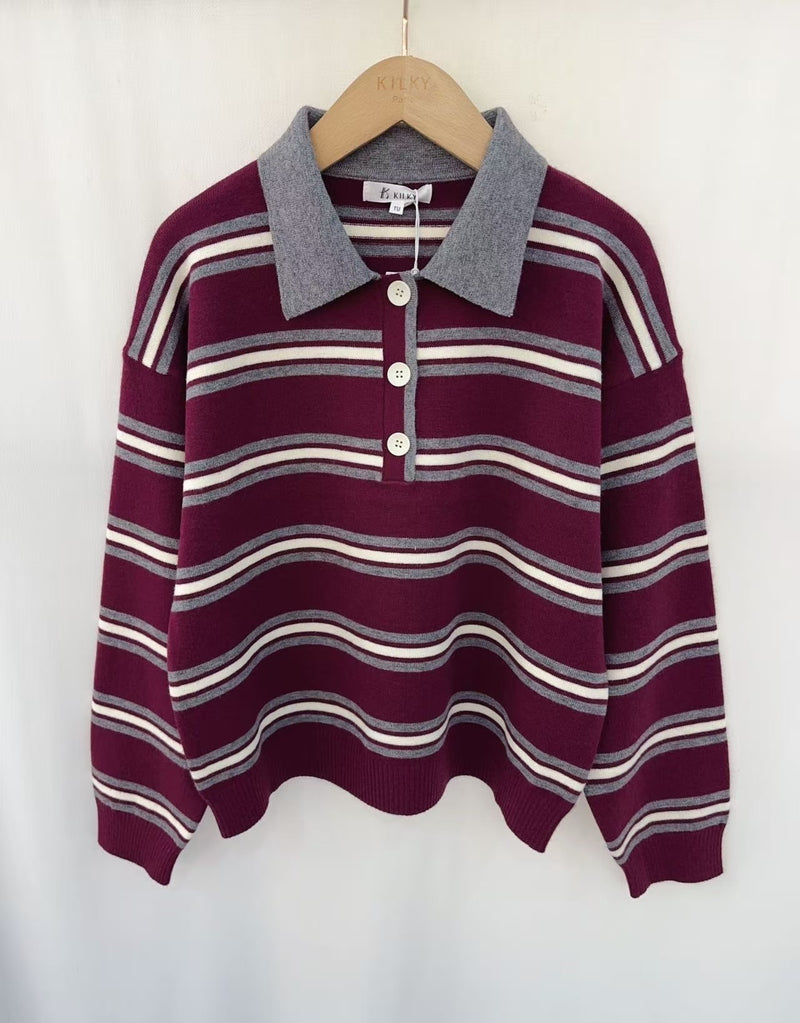 Khloe burgandy knit Polo