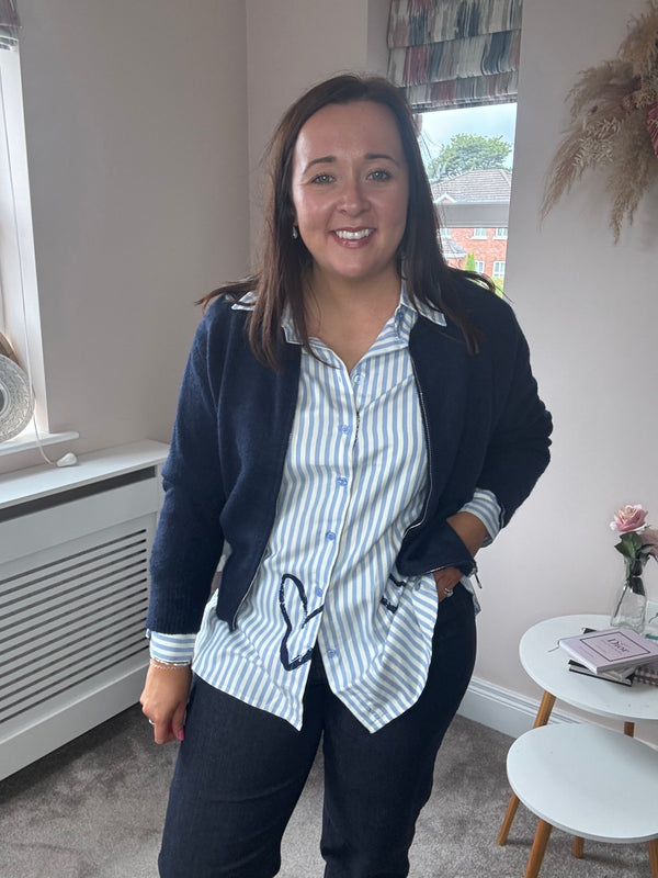 Millie navy bomber cardi