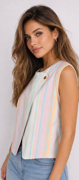 Jessie striped waistcoat pastal