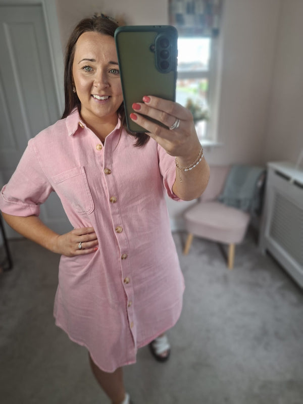 Khloe pink denim dress