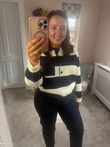 Jessie navy striped polo knit
