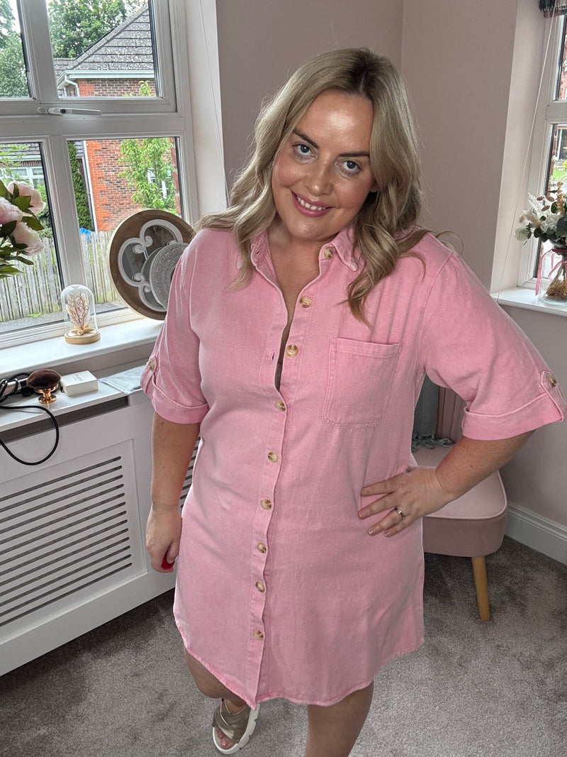Khloe pink denim dress