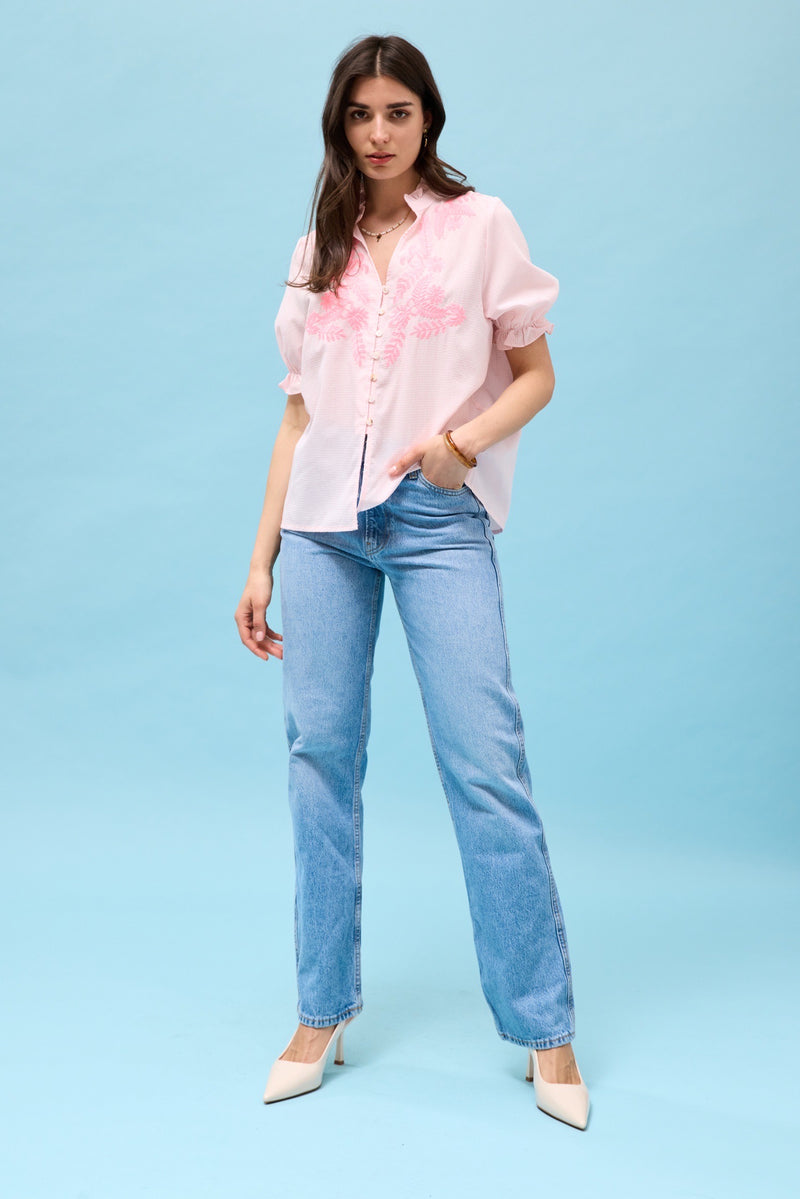 Jessie pink striped shirt