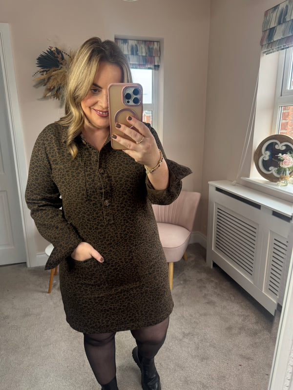 Khloe leopard denim dress