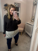 Cindy brown knit with lace
