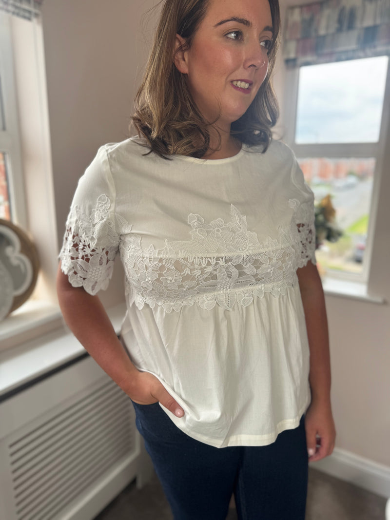 Sally white lace top