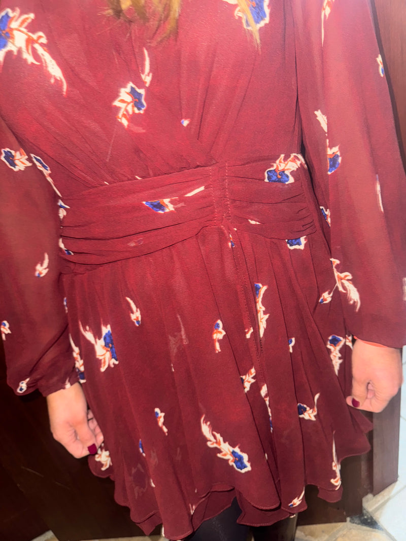 Rennie burgandy floral dress