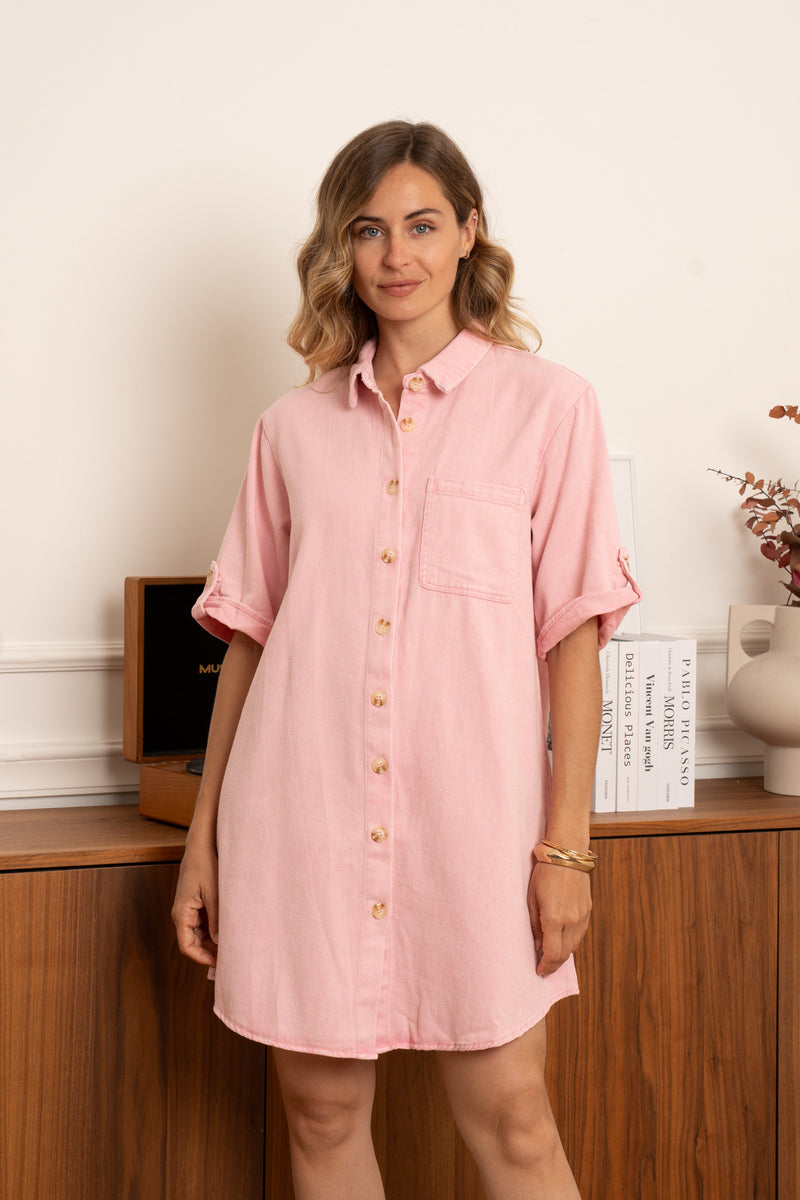 Khloe pink denim dress