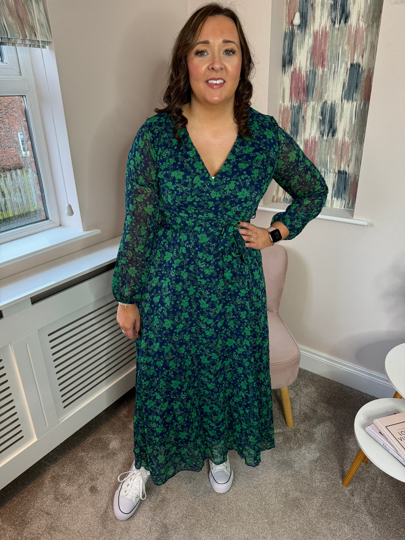 Rose navy & green  dress