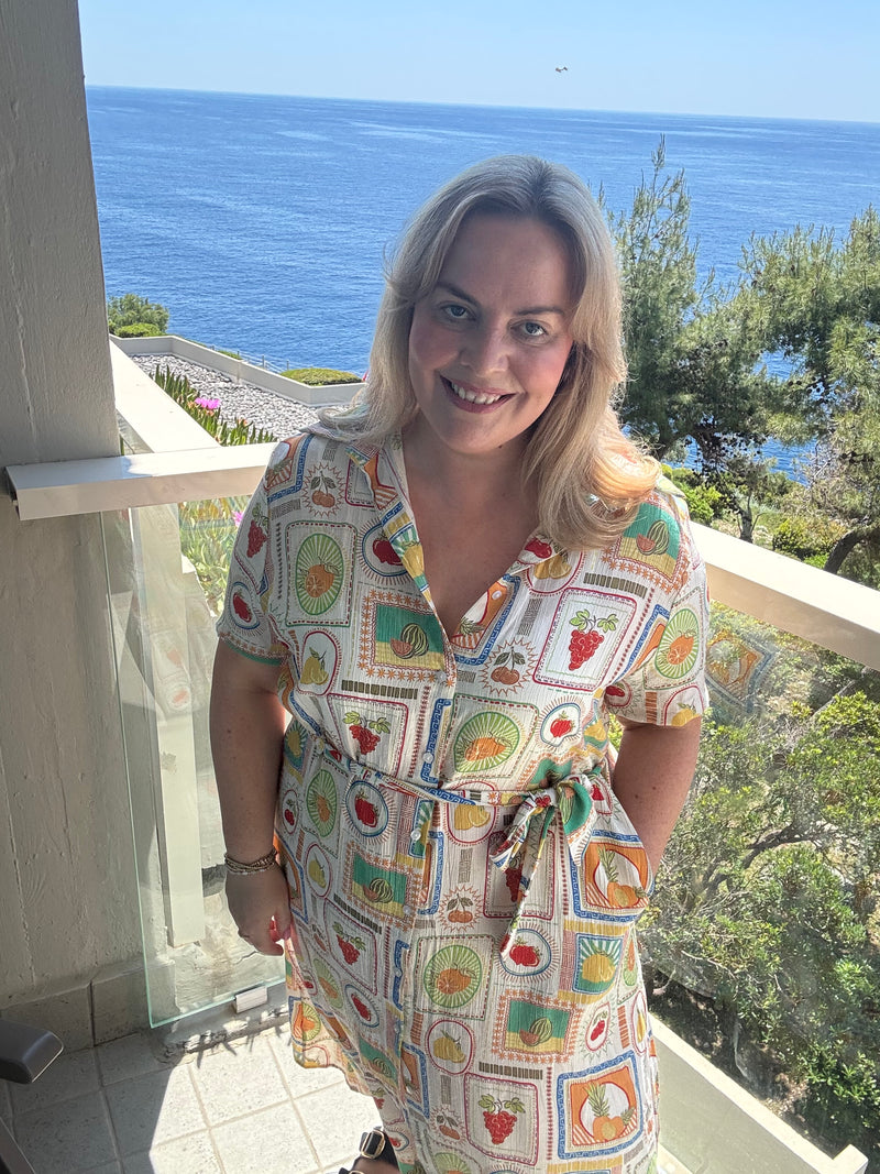 Jessie fruit print shirt dress