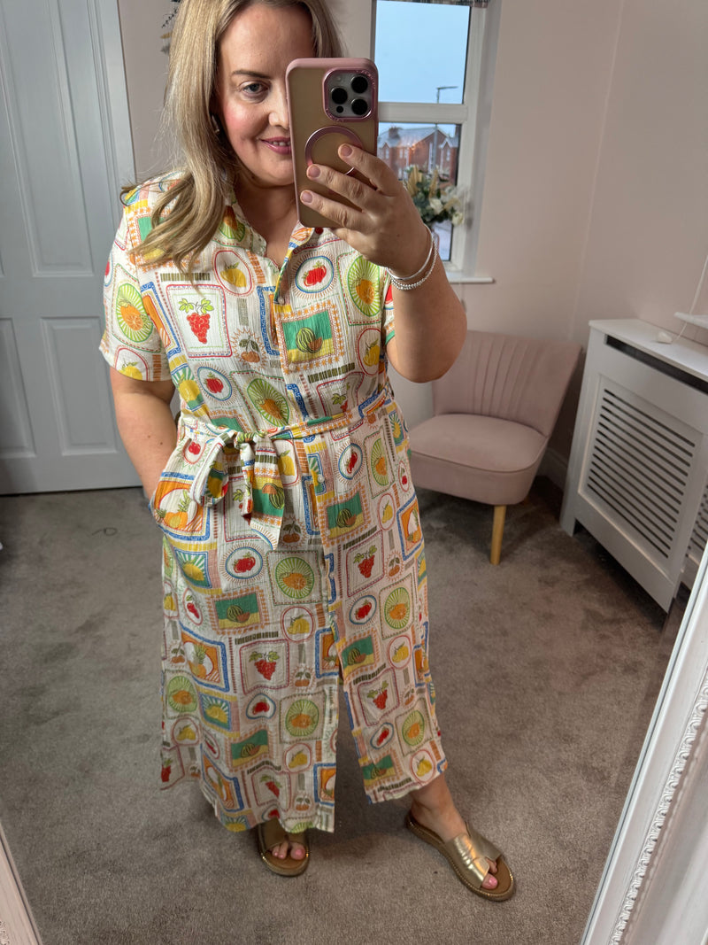 Jessie fruit print shirt dress