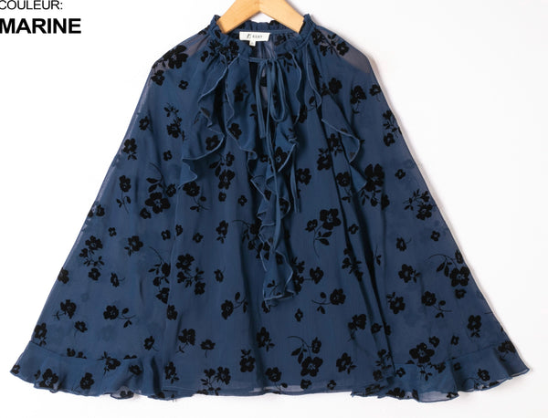 Khloe navy floral blouse