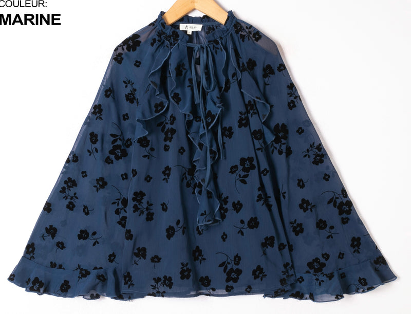 Khloe navy floral blouse