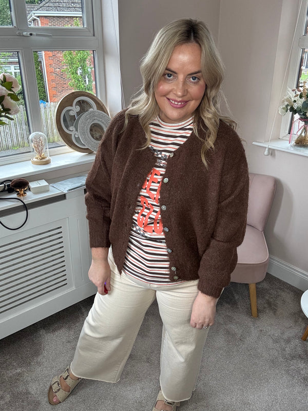 Khloe brown cardi