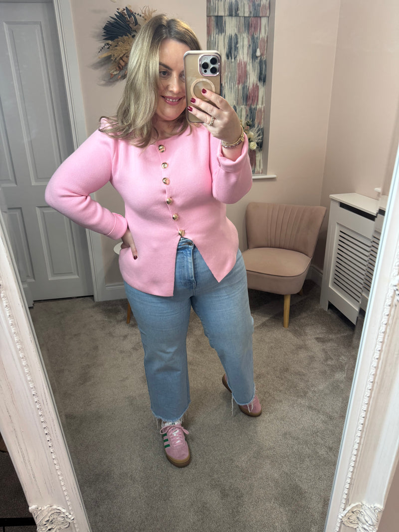 Khloe pink peplum knit