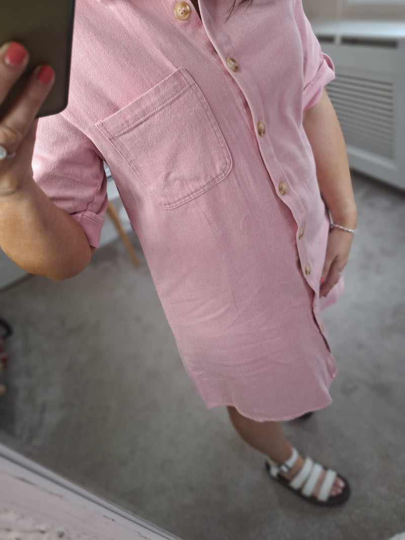Khloe pink denim dress