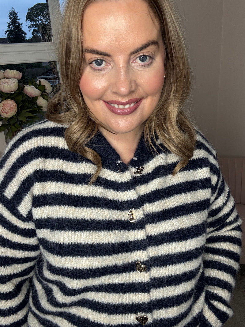 Khloe striped cardi navy