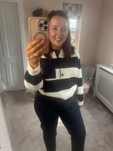 Jessie navy striped polo knit