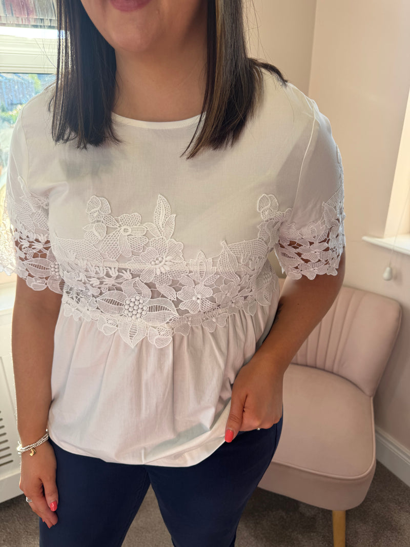 Sally white lace top