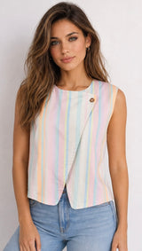 Jessie striped waistcoat pastal